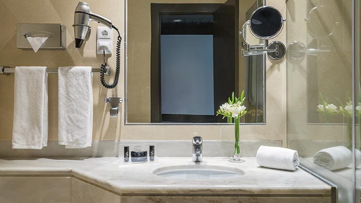 The bathroom in your hotel room